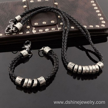 Woven Leather Cord Necklace Retro Male Pendants Necklace